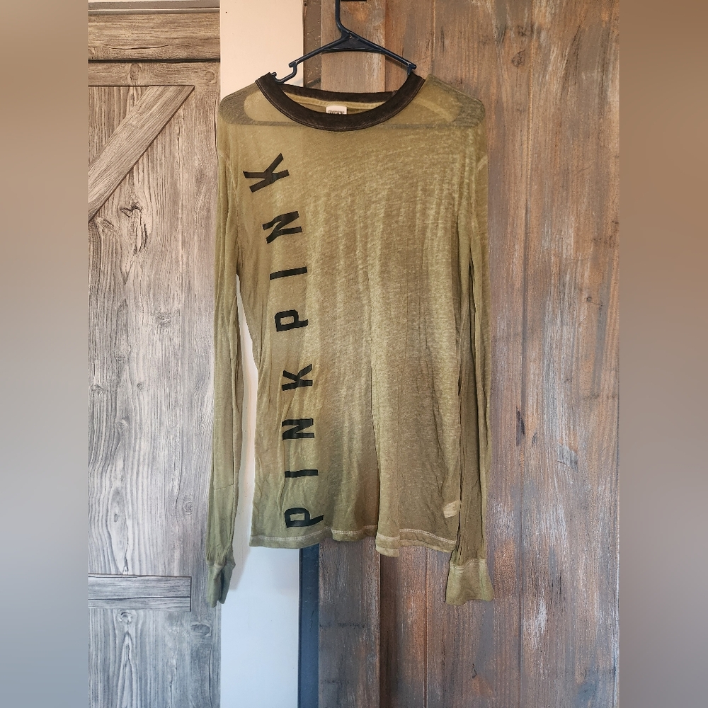 Pink long sleeve sheer tshirt